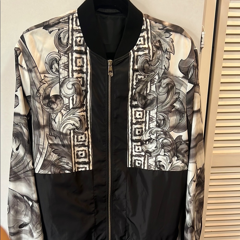 Versace Men's Black and White Patterned Jacket